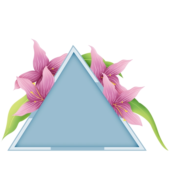 三角形百合花蓝色文字框