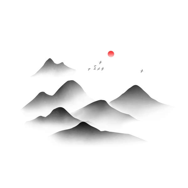 黑色水墨簡(jiǎn)約山可商用元素