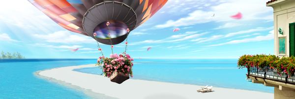 浪漫大海热气球背景