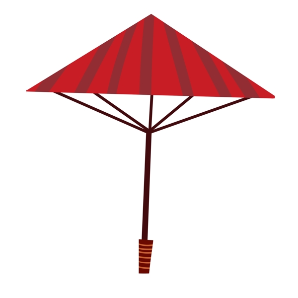 日式红色雨伞插画