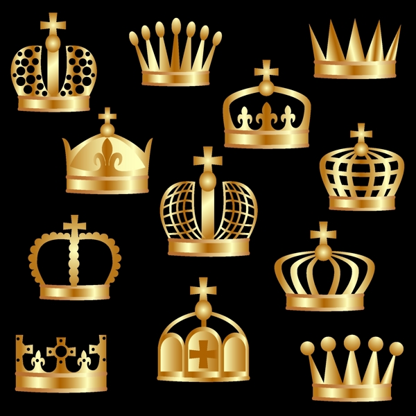 二十种古典皇冠盾牌矢量素材