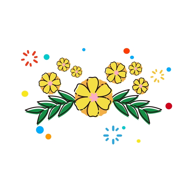 MBE黄色小花卡通手绘花卉植物花朵