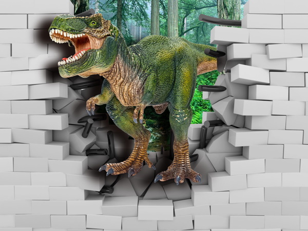 3D视觉冲击立体恐龙电视背景墙画
