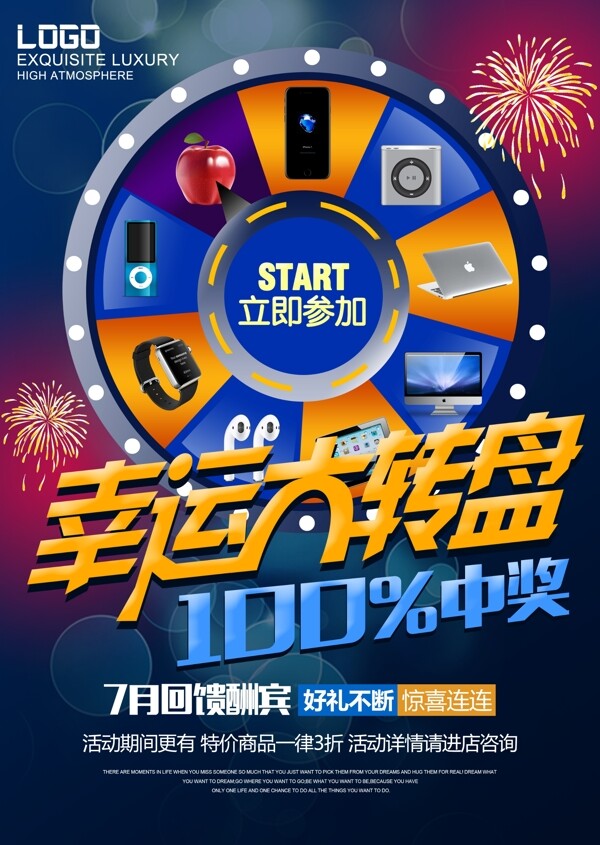 大轉(zhuǎn)盤促銷海報