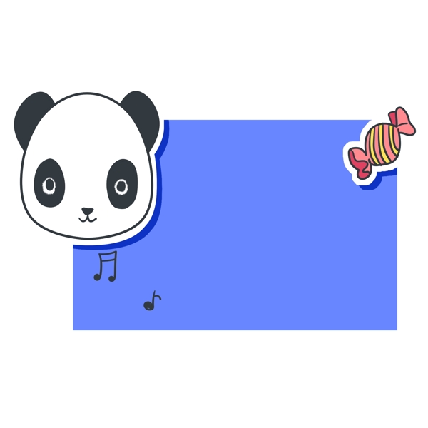 熊猫边框手绘插画