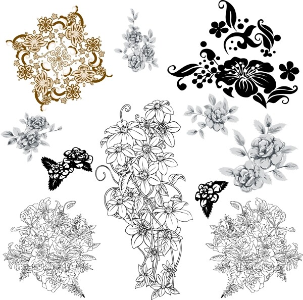 歐美花紋5875矢量EPS