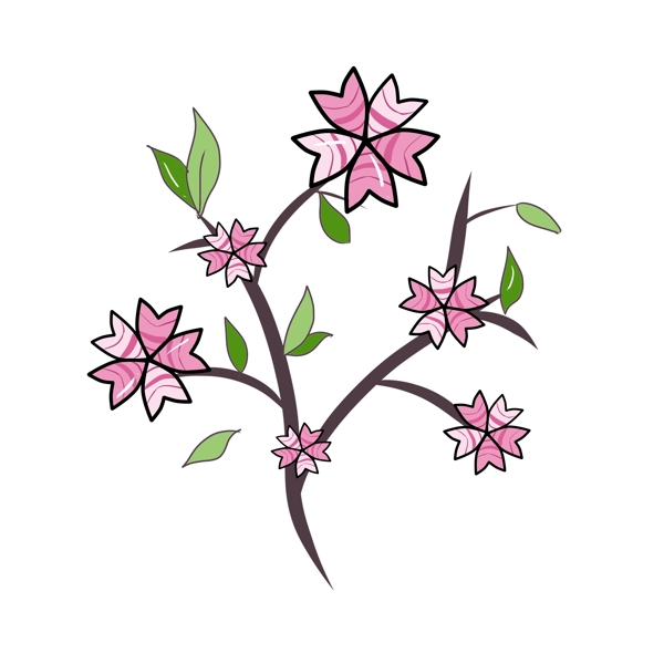 对称的粉色樱花插画
