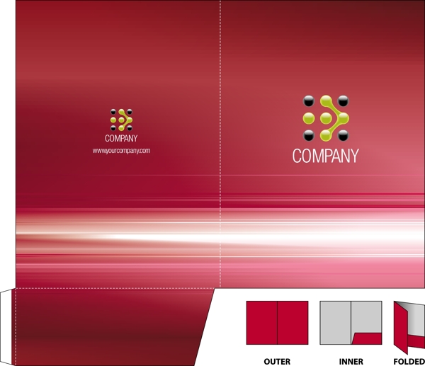 红色企业vi文件夹封面设计动感光线图片
