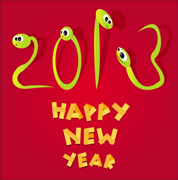 2013卡通蛇新年贺卡矢量素材