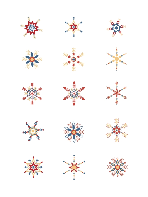 几何雪花装饰图案元素可商用