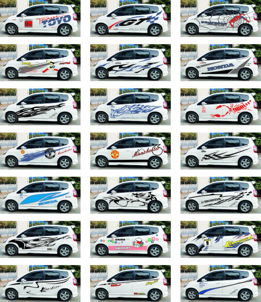 兩廂小車雕刻花紋車貼CDR