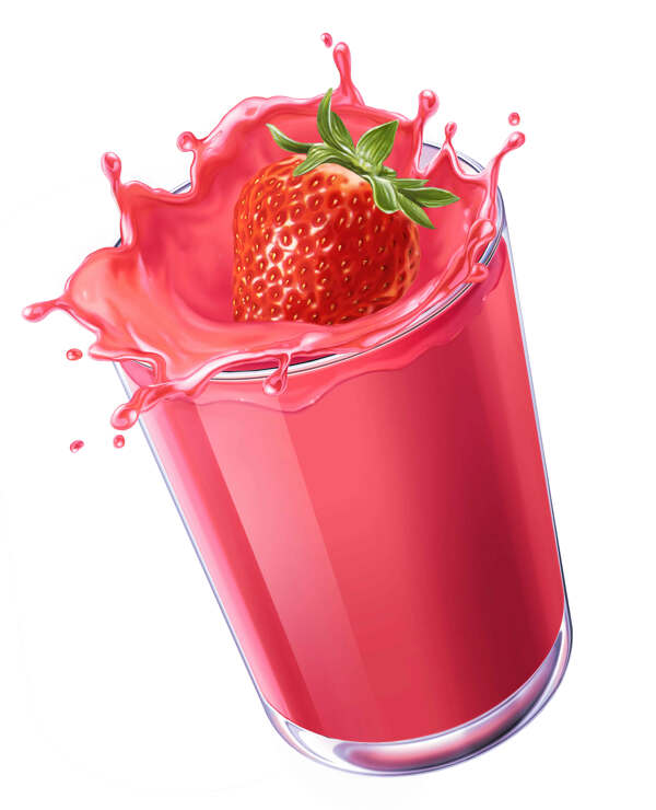 高清红色草莓汁图片