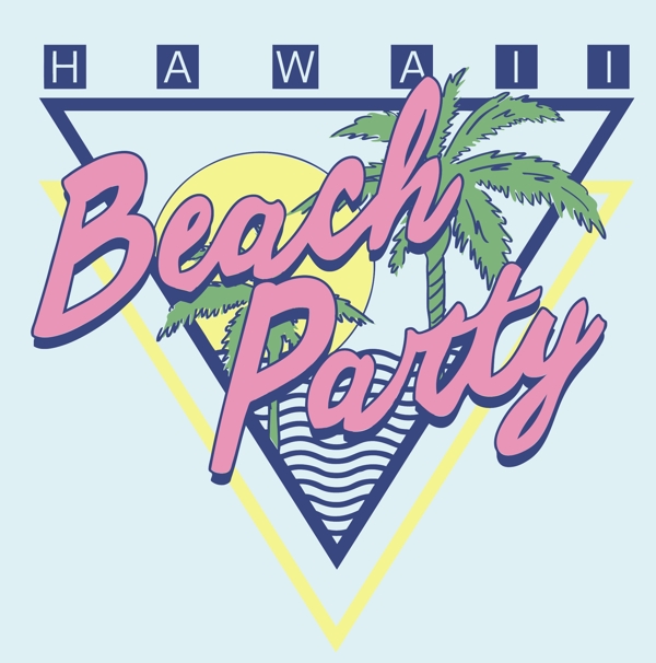 夏威夷海滩派对标签矢量图下载