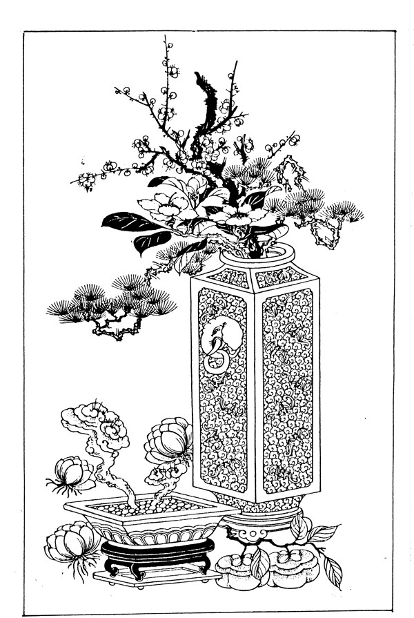 花瓶鮮花圖案