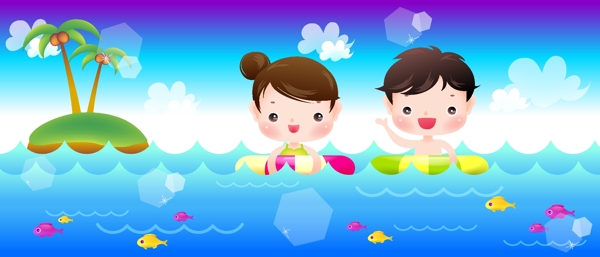 夏天戲水圖片