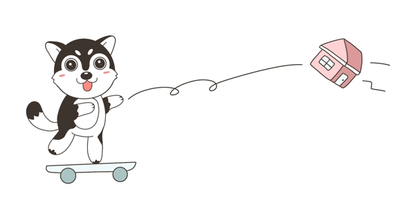猫咪房屋分割线插画