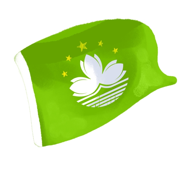 手绘绿色澳门旗帜设计