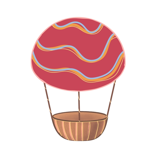 儿童节粉色可爱平面设计热气球