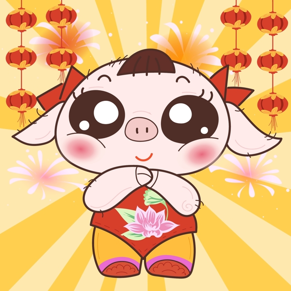 2019小豬拜年形象女孩可商用