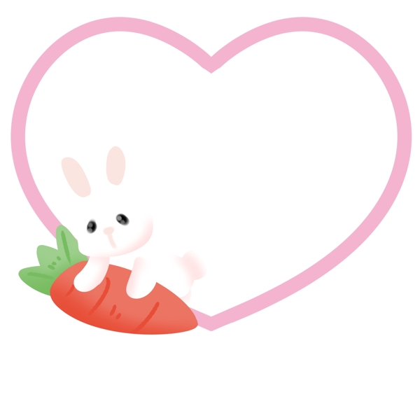 粉色心形兔子边框