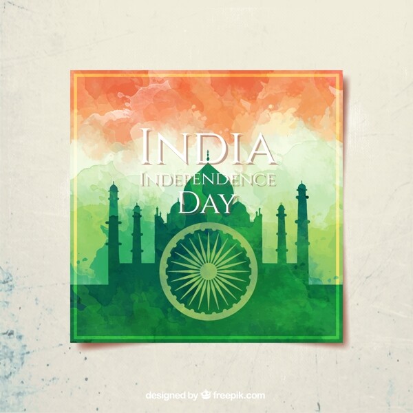 印度独立日水彩