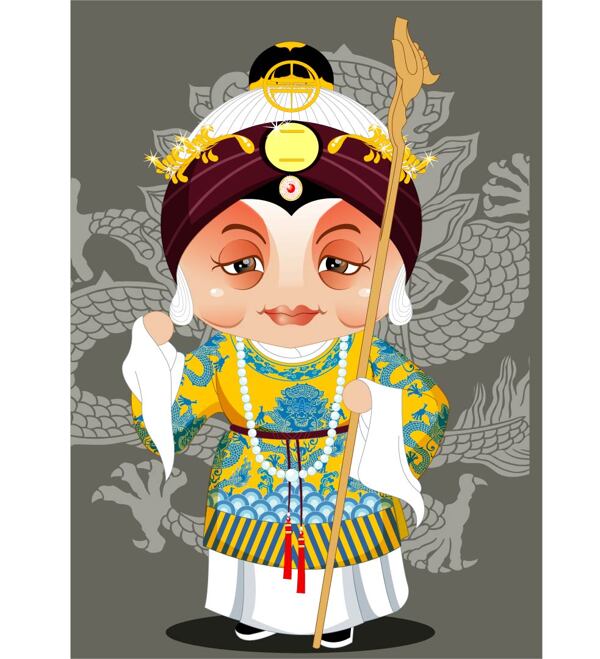 印花矢量圖人物老人色彩棕色免費素材