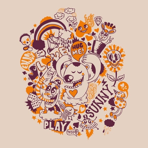 印花矢量圖T恤圖案圖文結合可愛卡通卡通動物免費素材