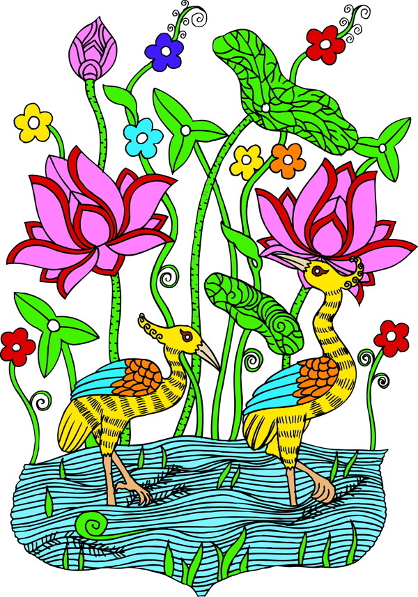 鳥(niǎo)獸吉祥插圖裝飾