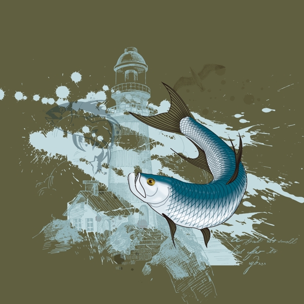 印花矢量圖動(dòng)物魚魚專題男裝免費(fèi)素材