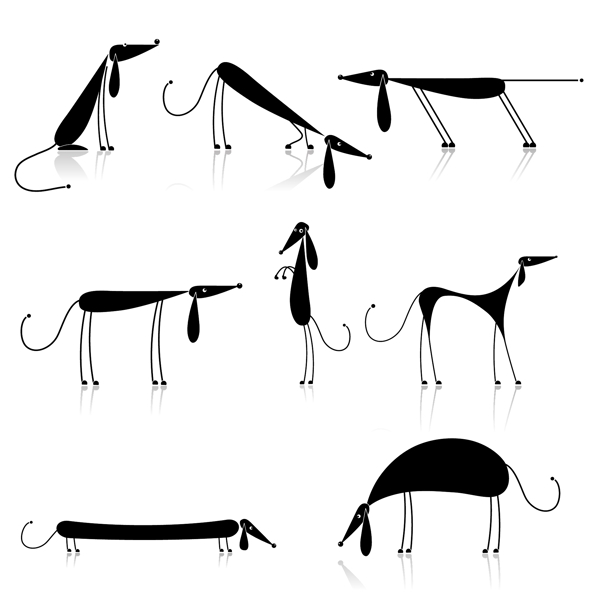 黑白卡通動物矢量圖3
