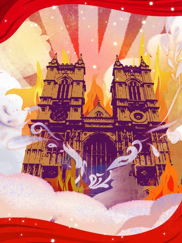 火烧巴黎圣母院背景图