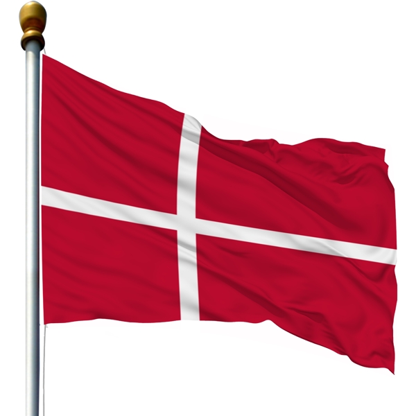 带旗杆的丹麦国旗