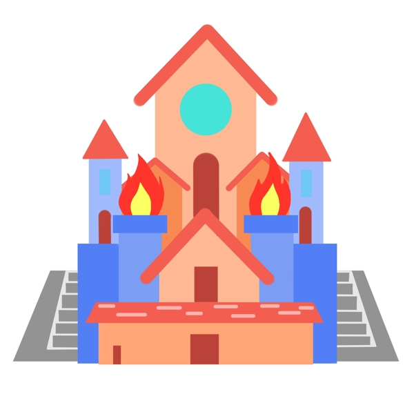 阁楼式建筑城堡插画