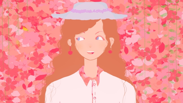 原創(chuàng)花瓣中的小清新女孩