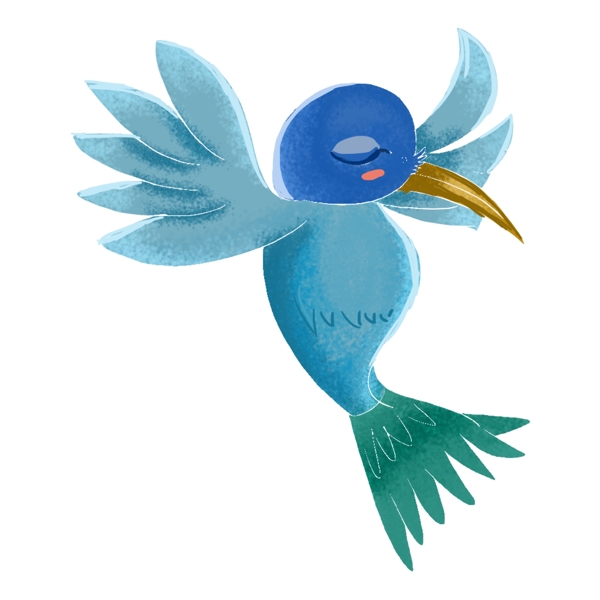 清新蓝色小鸟透明元素素材