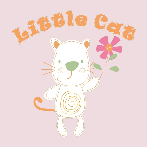 印花矢量圖T恤圖案圖文結(jié)合動物貓免費素材