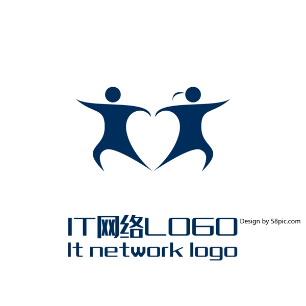 原创创意简约小人爱心IT网络LOGO标志