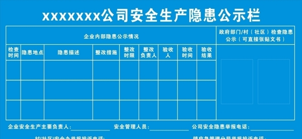 安全生產(chǎn)隱患公示欄