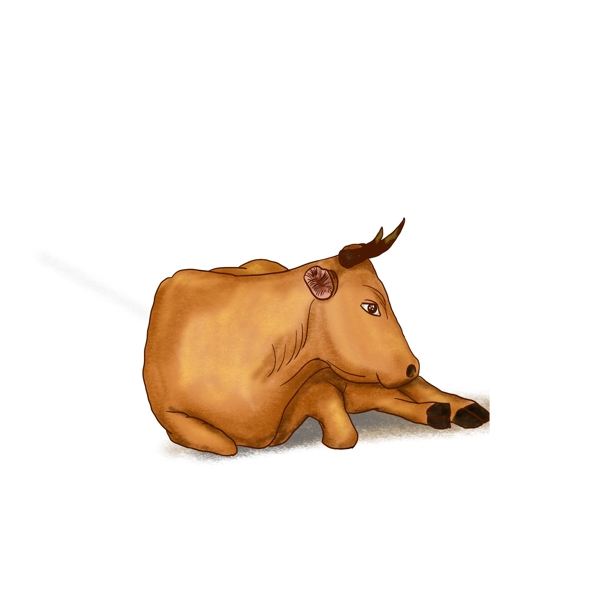 手绘一头趴着的牛设计