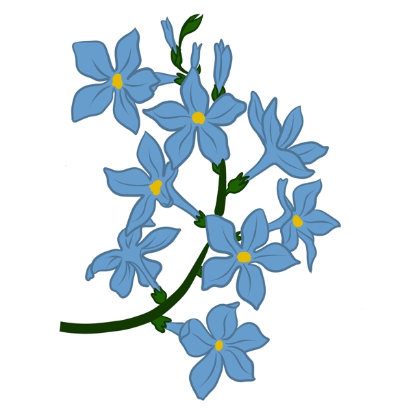 弯曲蓝色花朵