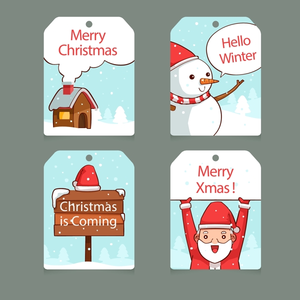 四个圣诞卡片素材