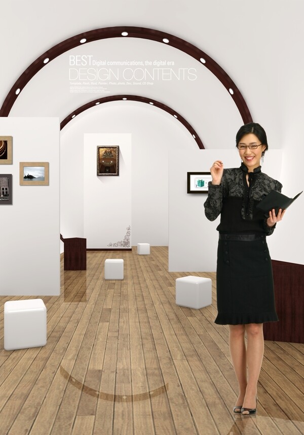 黑色裝束職場(chǎng)女性人物PSD分層素材