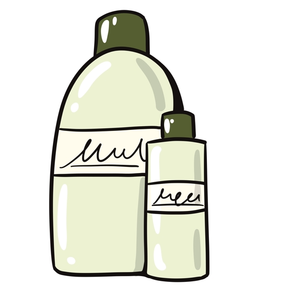 綠色護膚品套裝插畫