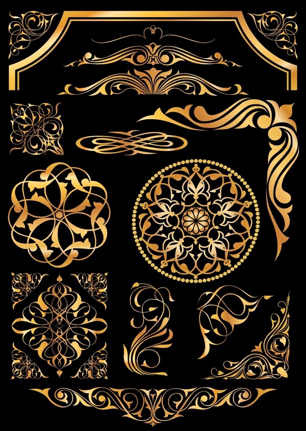 金色歐式花紋標(biāo)簽lable圖片