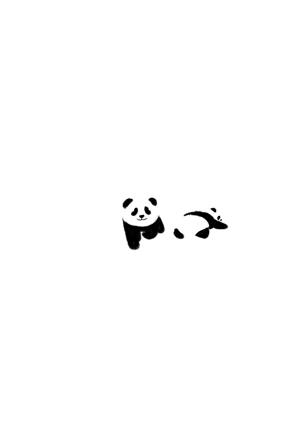 涂鸦可爱中国风国宝两只大熊猫