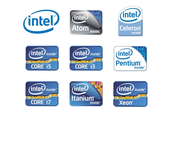 Intel芯片cpu图标矢量
