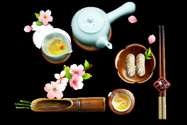清新可爱粉色茶具产品实物