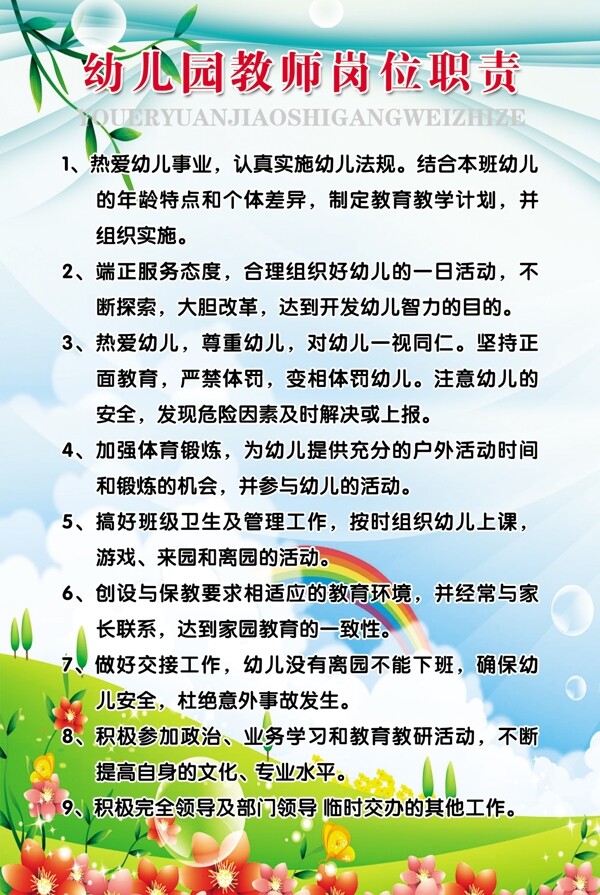 幼儿园教师岗位职责图片