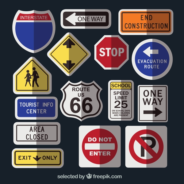 15款美国道路交通标志牌素材