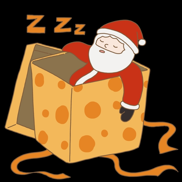圣诞节手绘插画圣诞老人睡着免抠元素下载